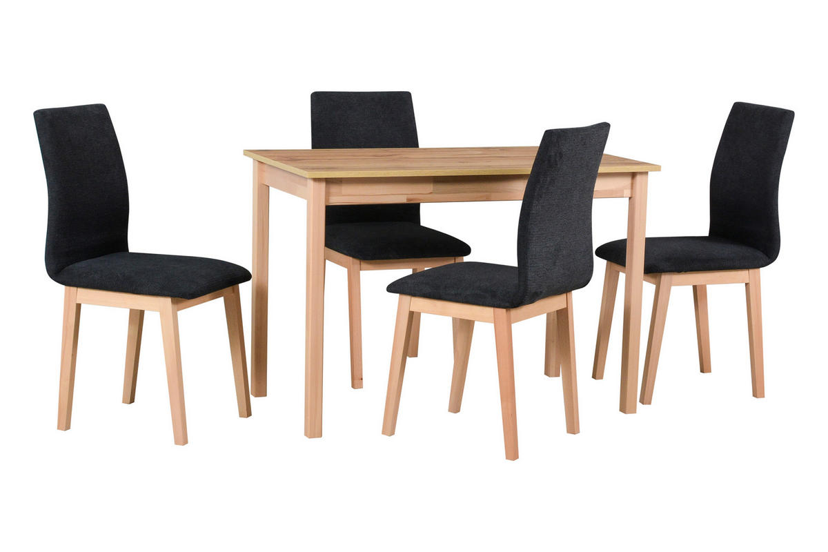 ESSZIMMERSTUHL 4x "LUNA 1", schwarz, kronos 7, - Beige/Schwarz, Holz (43/94/40cm) - Leaf Design
