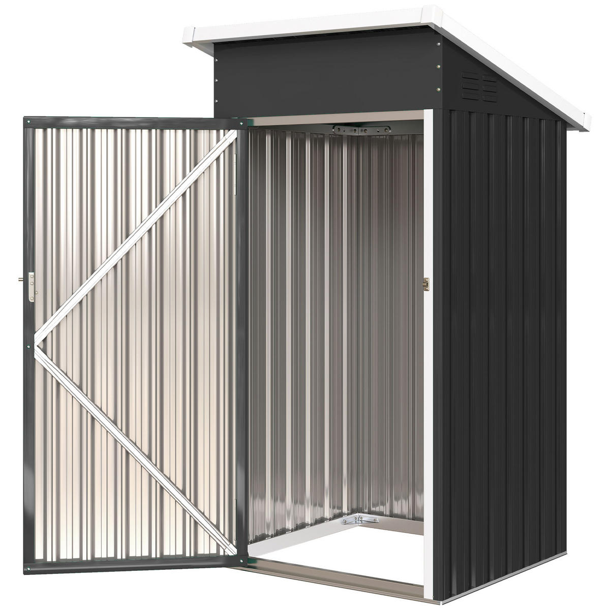 GERÄTEHAUS DE-16901 1 m² mit Lüftung & Schrägdach Grau - Dunkelgrau, Metall (91/185/107.5cm) - ComfortXL