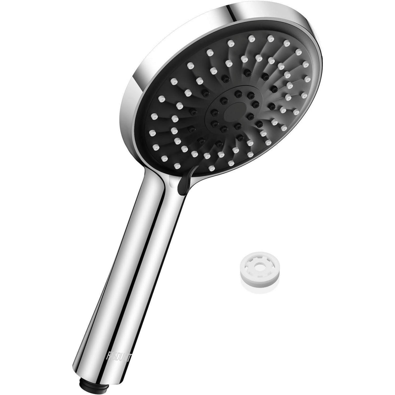 DUSCHKOPF mit 5 Strahlarten und Wassersparfunktion 120 mm Schwarz - Silberfarben, Metall (4.3/12.7/28.5cm)
