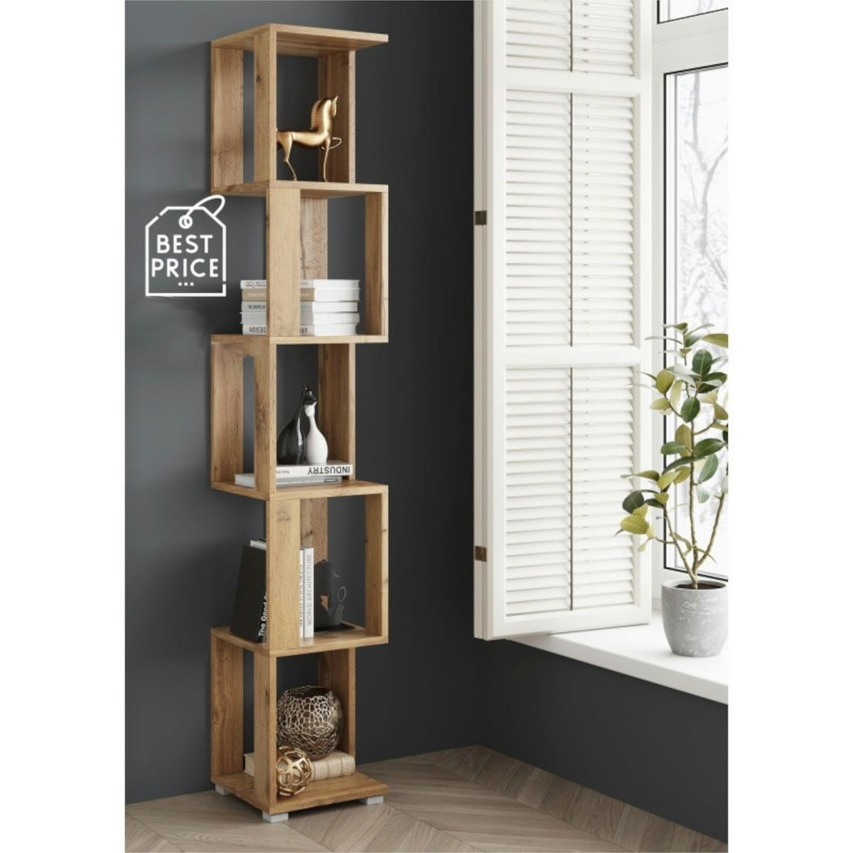 BÜCHERREGAL SOLA REG1 Eiche Wotan - Eiche Wotan, Holzwerkstoff/Kunststoff (29/168/29cm) - Komodee