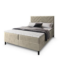 BOXBETT ROKIS 180x200 cm mit Matratze und Topper - Creme - Creme, Holz (180/200cm) - MASSENO