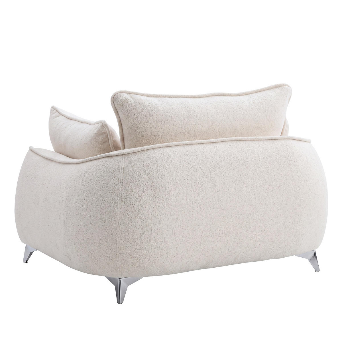 SESSEL MELANI Velours Creme - Chromfarben/Creme, Holz/Textil (140/90/85cm) - Muffo