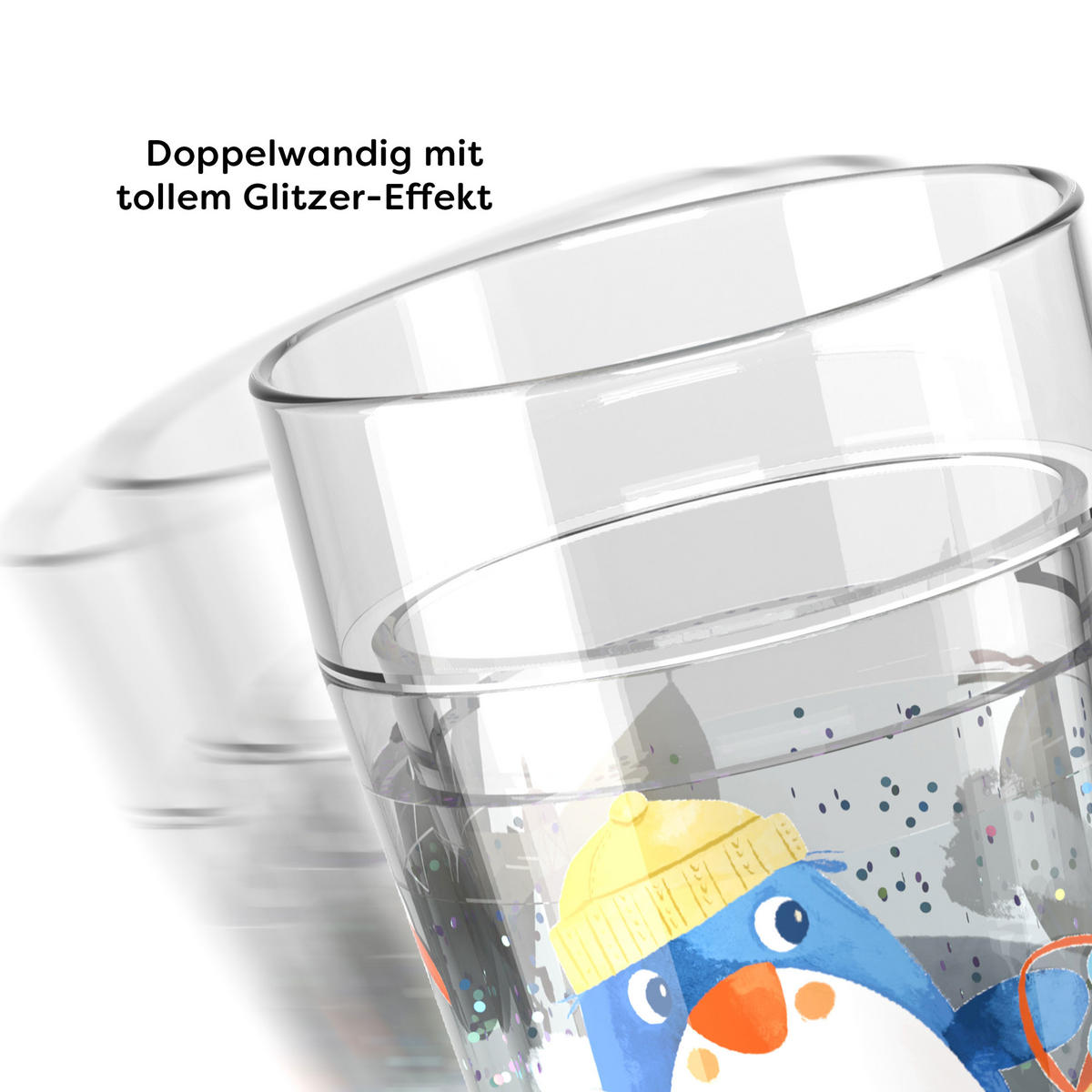 GLITZERBECHER Pinguin, 150 ml - Multicolor, Kunststoff (9.3/8.5/14.7cm) - Haba