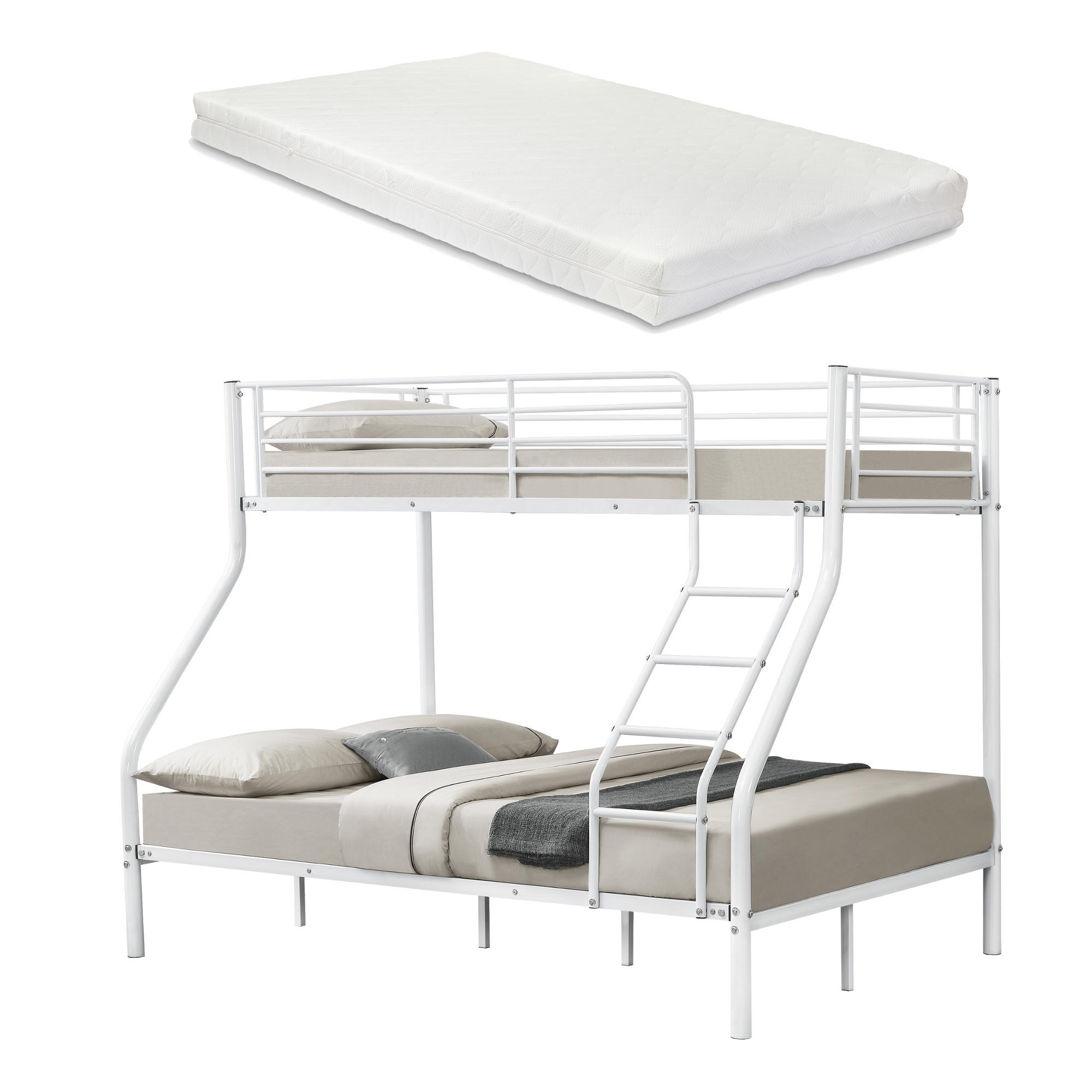 ETAGENBETT Sortland mit Matratze - Weiß, Textil/Metall (140/200cm) - [neu.haus]