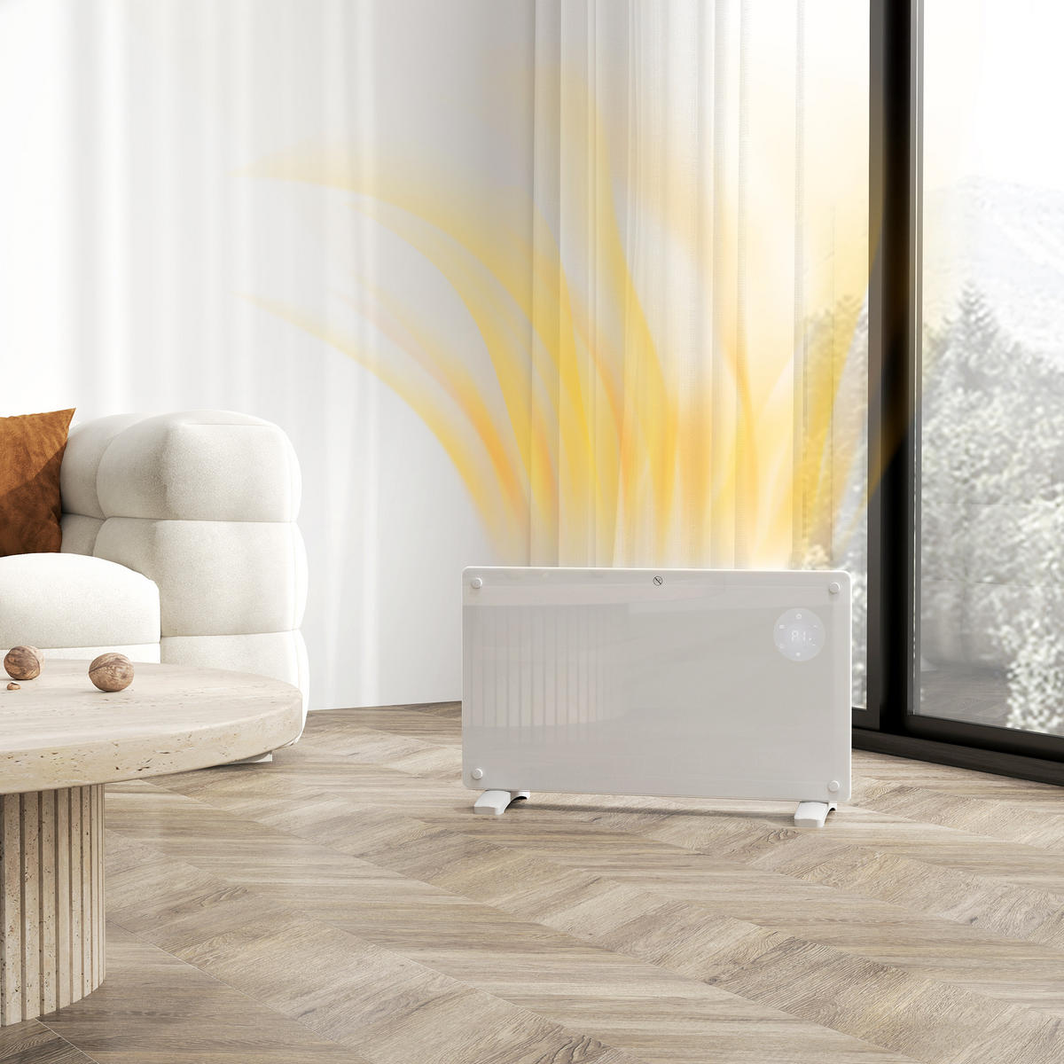 HEIZGERÄT DE-17045 1500 W mit LED-Display & Timer - Weiß, Glas (21.5/44.5/71cm) - ComfortXL
