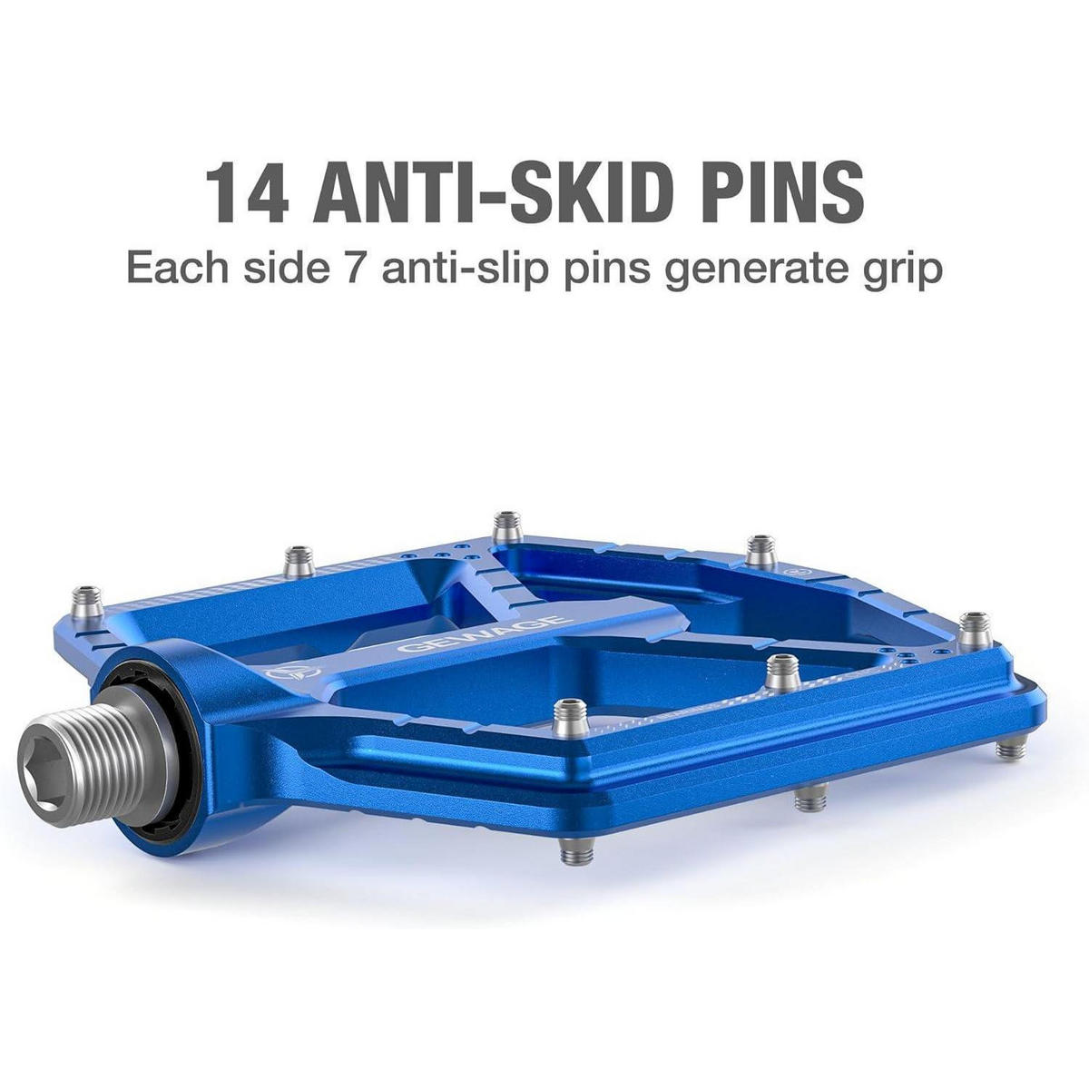 FAHRRADPEDALE CNC-Aluminium ultraflach mit 14 Pins Blau - Blau, Metall (11/1.5/12cm)