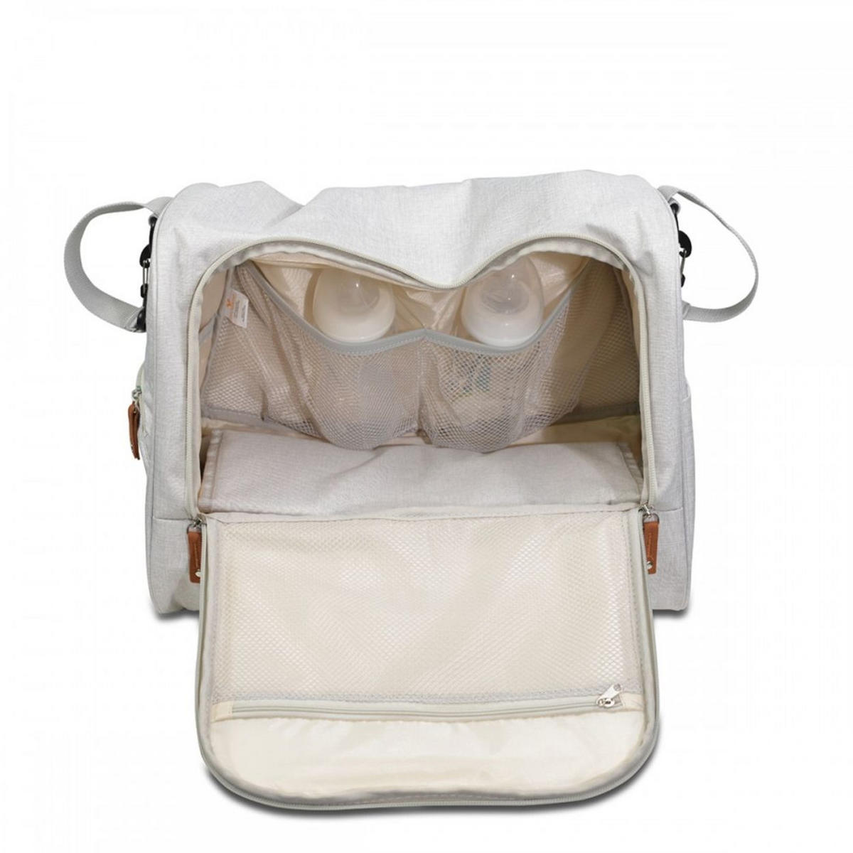 WICKELTASCHE Jossie beige Wickelunterlage, viele Fächer, Tragegriffe, verstellbarer Schultergurt - Beige, Textil (20/28/38cm) - Cangaroo