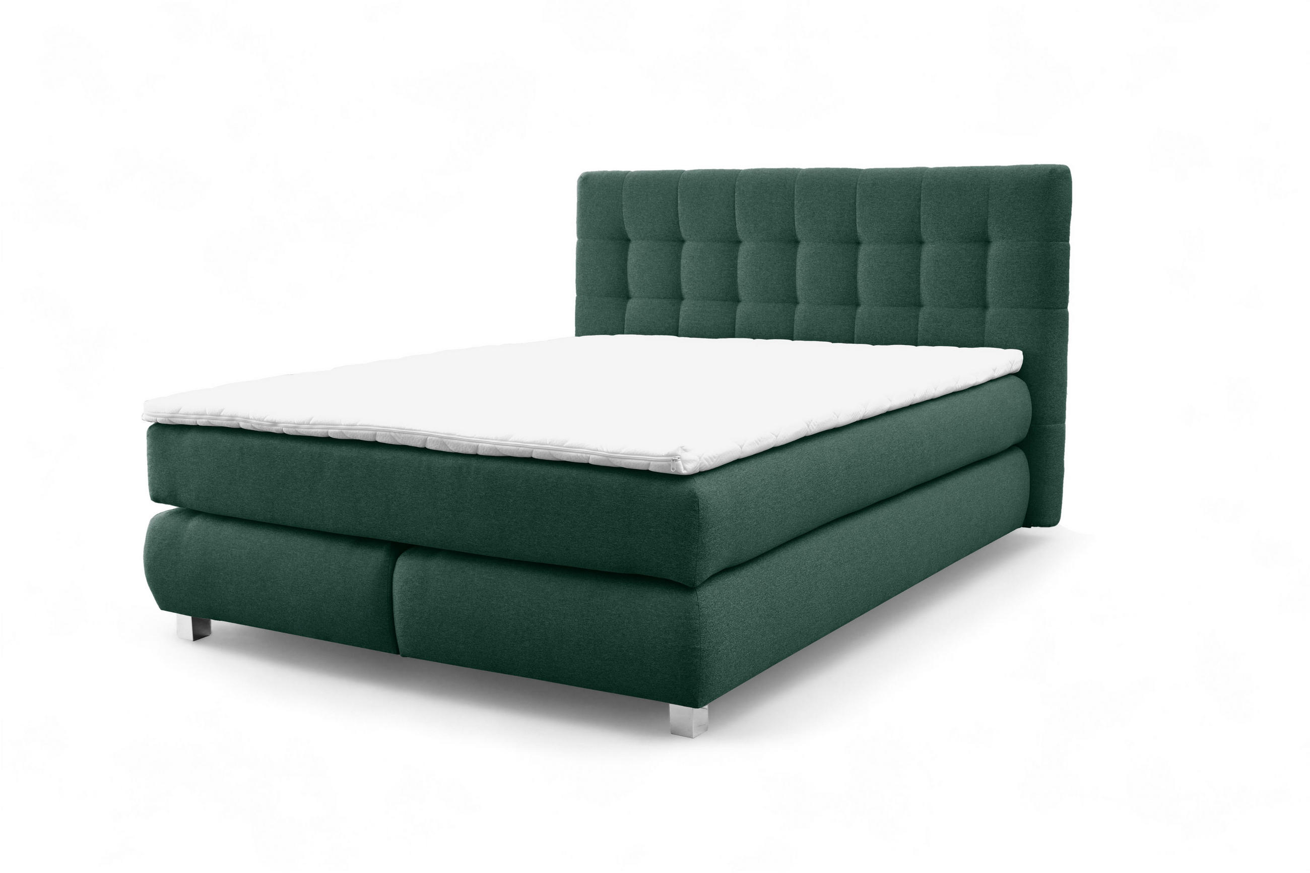 BOXSPRINGBETT Ben mit Pocketmatratze und Bonellmatratze inkl. Topper - Grün, Textil (140/200cm) - AN-Moebel 4u