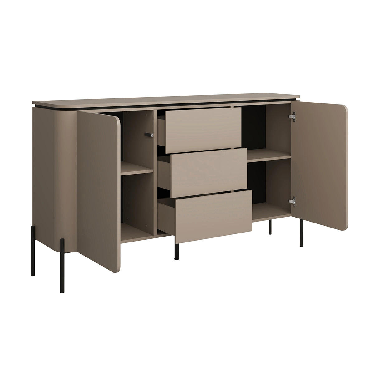 KOMODA Taupe - sivorjava, leseni material (162.6/94.3/39.5cm) - Petits-meubles