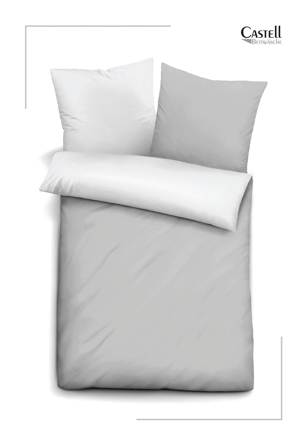 BETTWÄSCHE-GARNITUR Mikrofaser UNI sturmgrau, 200x200 cm + 80x80 cm - Grau, Textil (200/200cm) - Castell