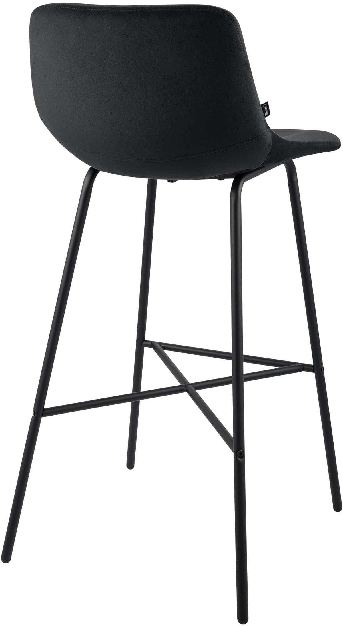 BARHOCKER Samt Schwarz - Schwarz, Textil/Metall (44/98/49cm) - CLP