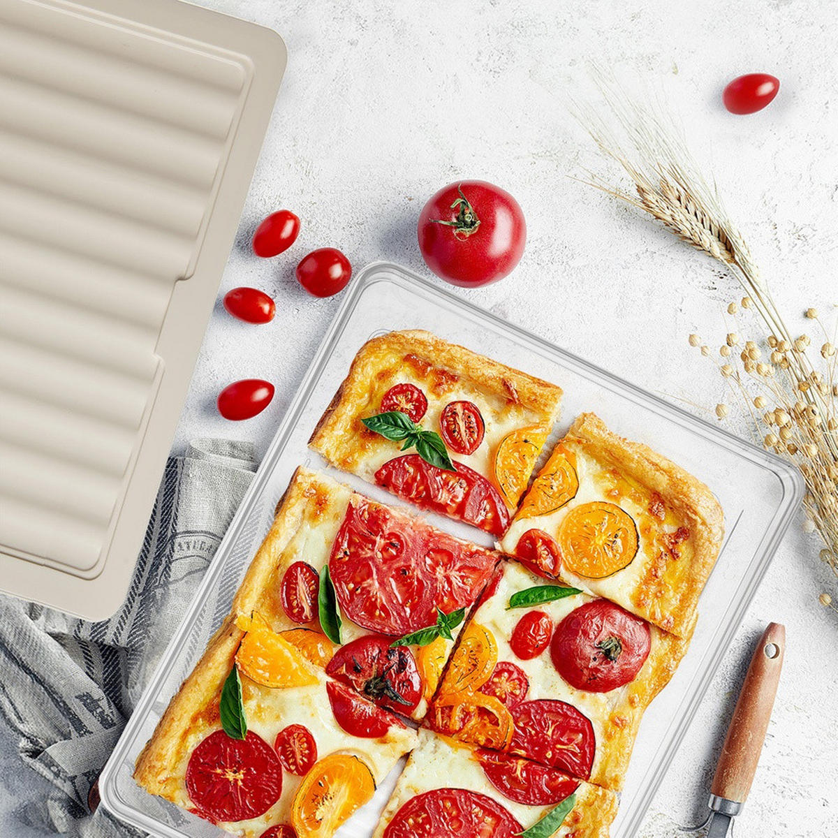 LEBENSMITTELBEHÄLTER flach 2 l Cremeweiß - Creme, Kunststoff (22.5/4.5/28.5cm) - Orion 