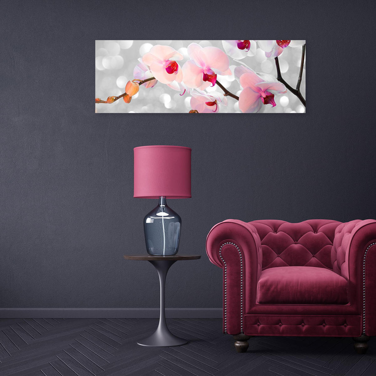 KUNSTDRUCK Rosa 90/30 cm - Pink, Textil (90/30cm) - KUNSTLOFT