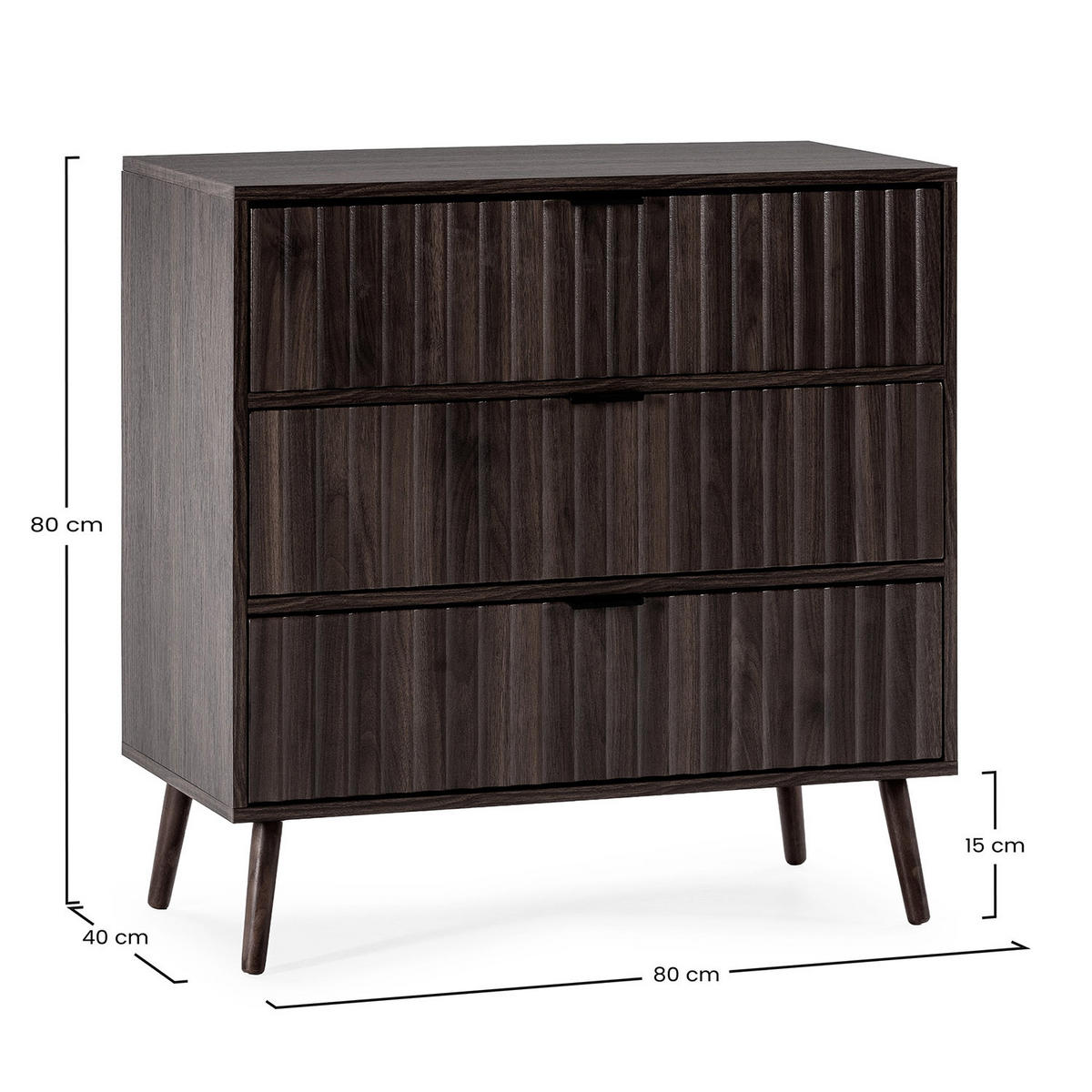 COMODĂ 80/80/40 Lluvia aspect de nuc comun - culoare nucă, compozit lemnos (80/80/40cm) - VS Venta-stock