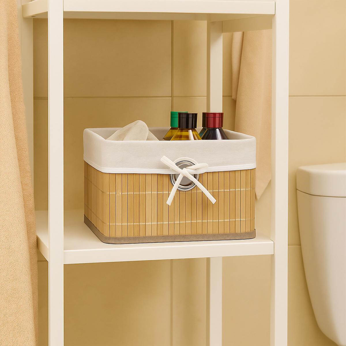 SADA úložných košů - různobarevná, kov/dřevo (31/20/31cm) - Relaxdays