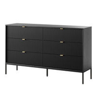 SIDEBOARD STELLARE 154/91/39 cm mit 6 Schubladen Schwarz - Schwarz, Holzwerkstoff (154/91/39cm) - MASSENO
