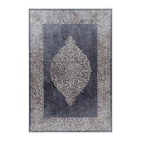 TEPPICH Waschbar Flachgewebe Barock Polyester Wohnzimmer Schwarz Rechteckig 200x290 - Schwarz, Textil (200/290cm) - KADIMA DESIGN