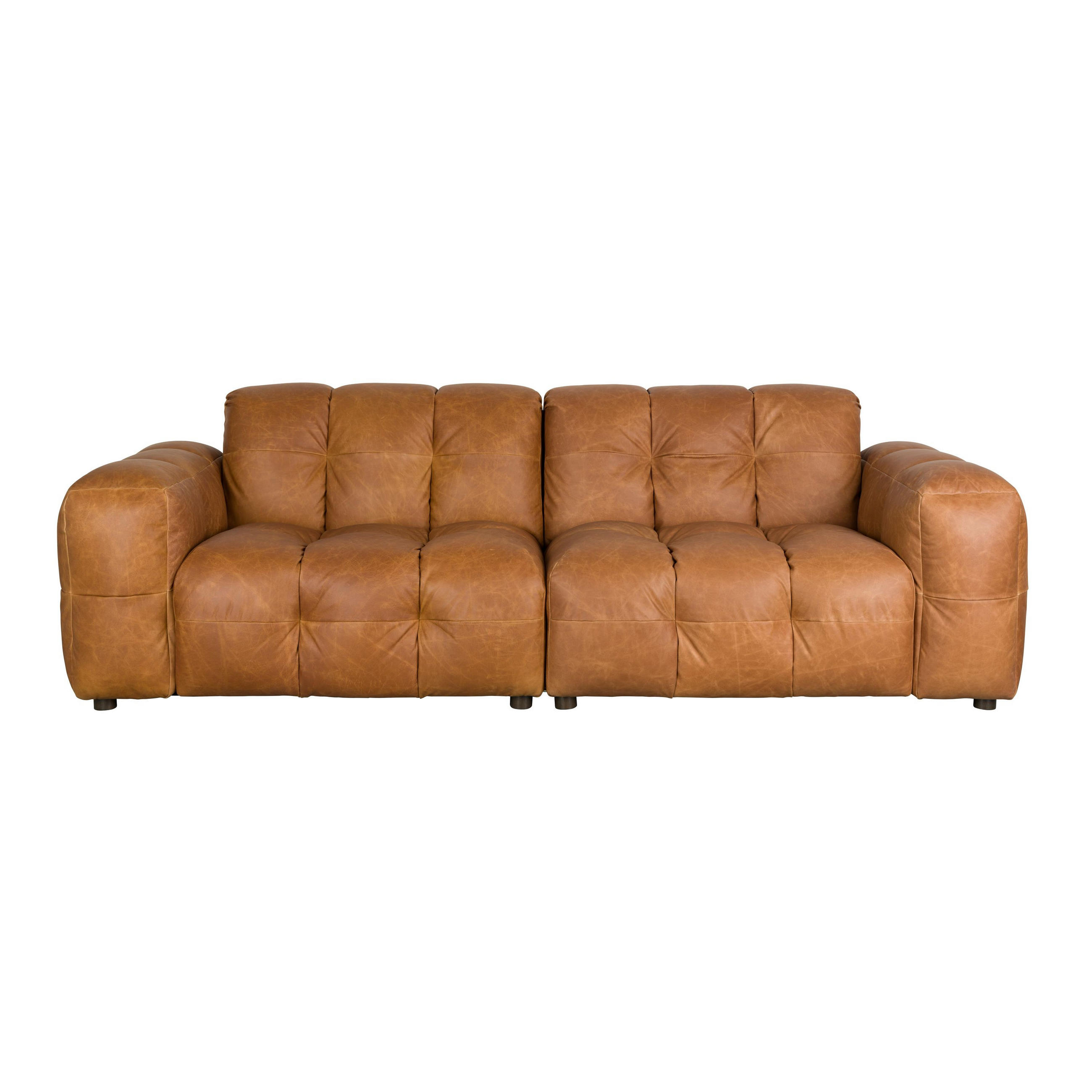 SOFA 3-SITZER Hackman Leder Cognac/ Braun - Cognac/Braun, Leder (264/84/102cm) - Dutchbone