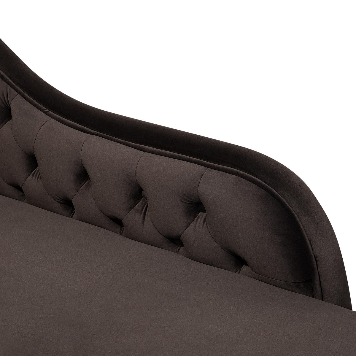 CHAISELONGUE Samtstoff dunkelbraun linksseitig Nimes - Schwarz/Braun, Textil (170/79/61cm) - Beliani