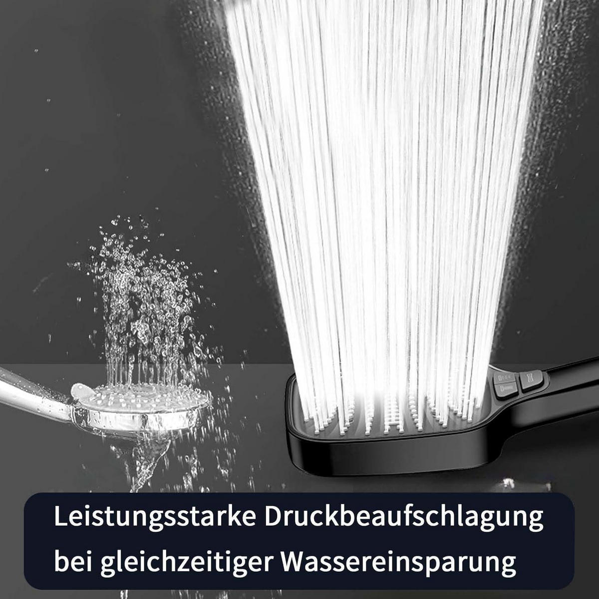 HANDBRAUSE mit 8 Strahlarten Schwarz - Schwarz, Kunststoff (12/12.7/26cm)