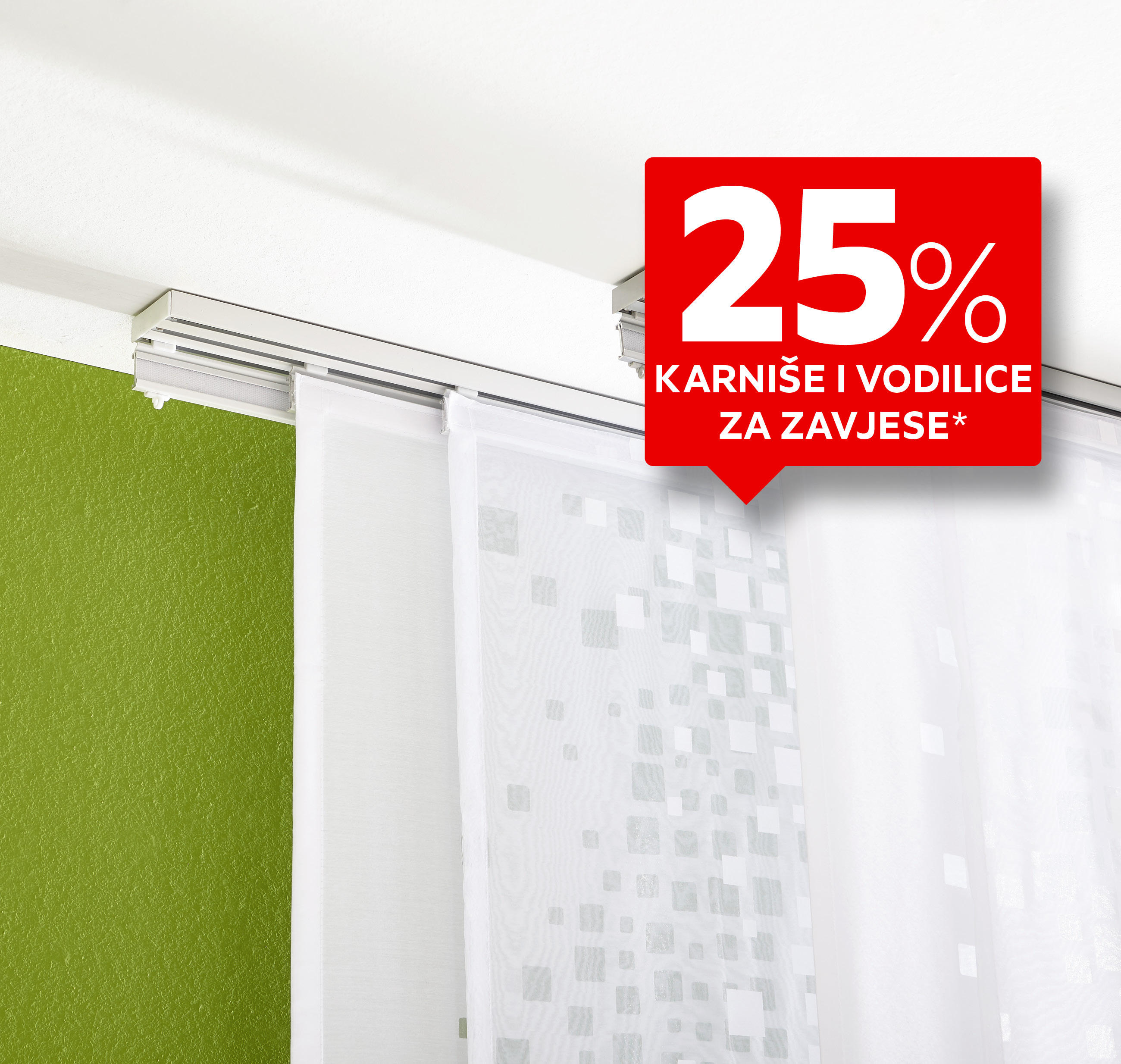 25% karniše i vodilice za zavjese*