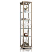 GLASVITRINE 33/37/176 cm mit Spiegel, LED, Schloss & 4 höhenverstellbaren Glasböden - Transparent/Silberfarben, Glas/Holzwerkstoff (37/176/33cm) - K-Möbel