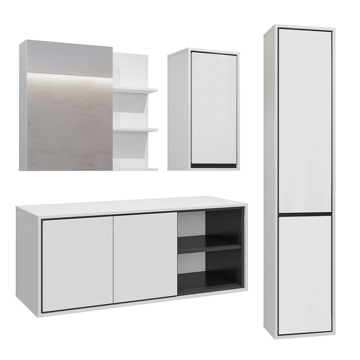 SKŘÍŇKA POD UMYVADLO 120cm Sophéa 2er-Set Bílá - bílá, kompozitní dřevo (120/50.8/48cm) - Petits-meubles