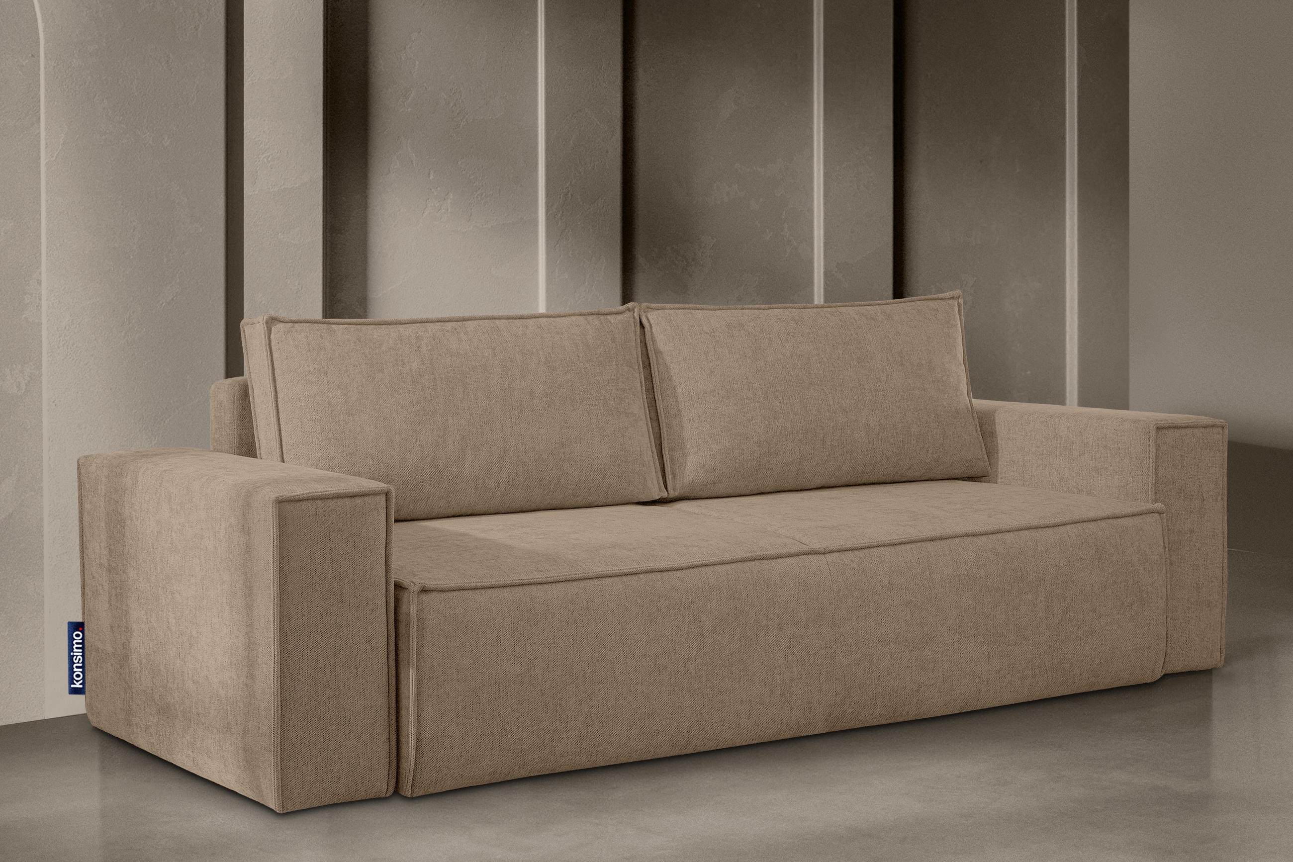 Thumbnail - Konsimo® 3-Sitzer-Sofa, Hellbraun, Textil, 244x89x101 cm, FSC 100%, Hergestellt in Europa, Wohnzimmer, Sofas & Couches, ...