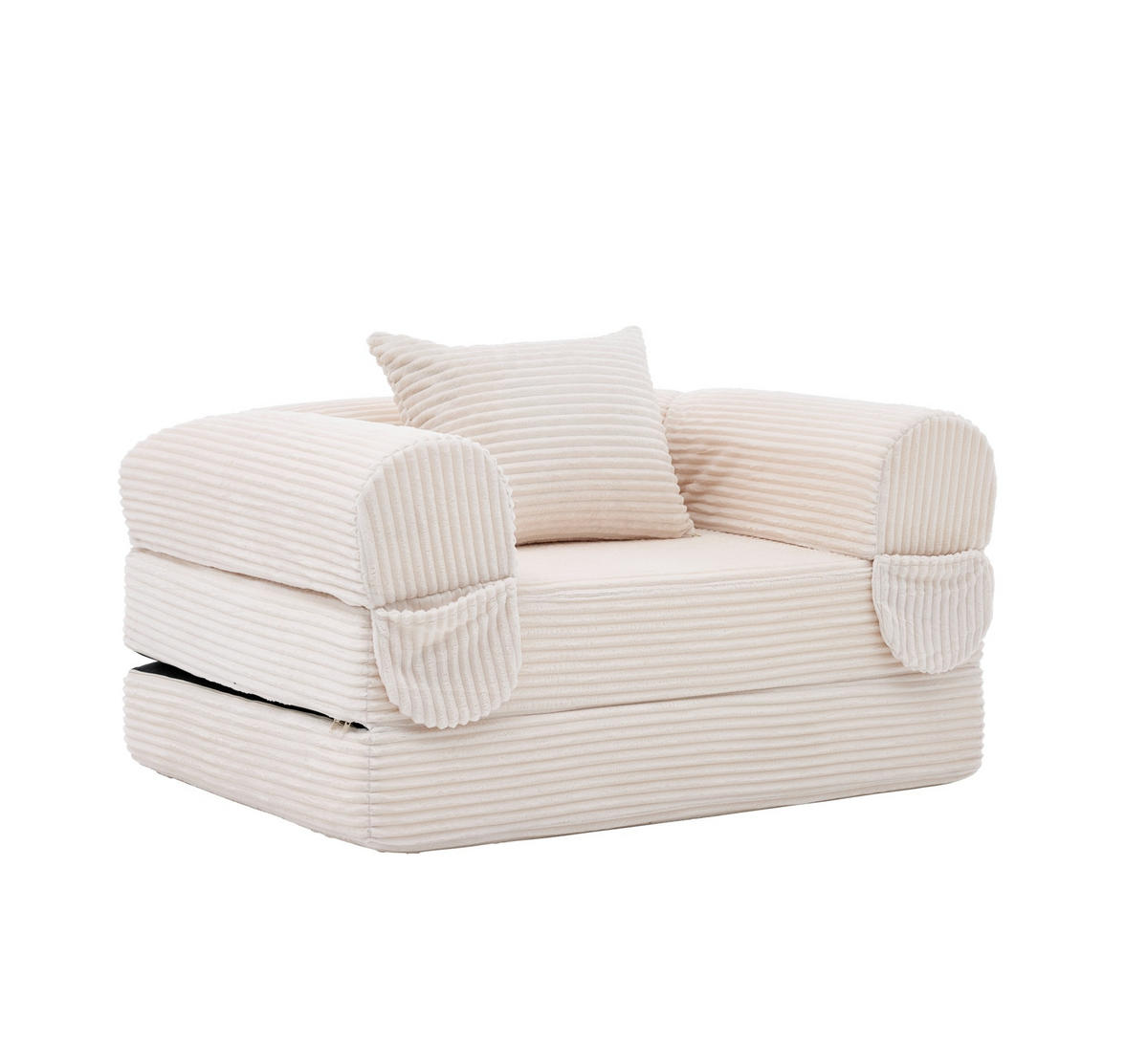 SCHLAFSOFA 2-in-1 Cord Beige mit Kissen - Beige, Kunststoff (85/65/120cm) - Meubliv