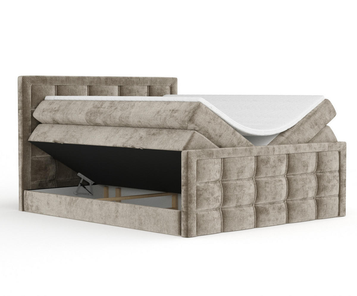 BOXSPRINGBETT Ambrosia Beige 200/200 cm - Beige/Schwarz, Holz/Holzwerkstoff (200/200cm) - Maison de Reve