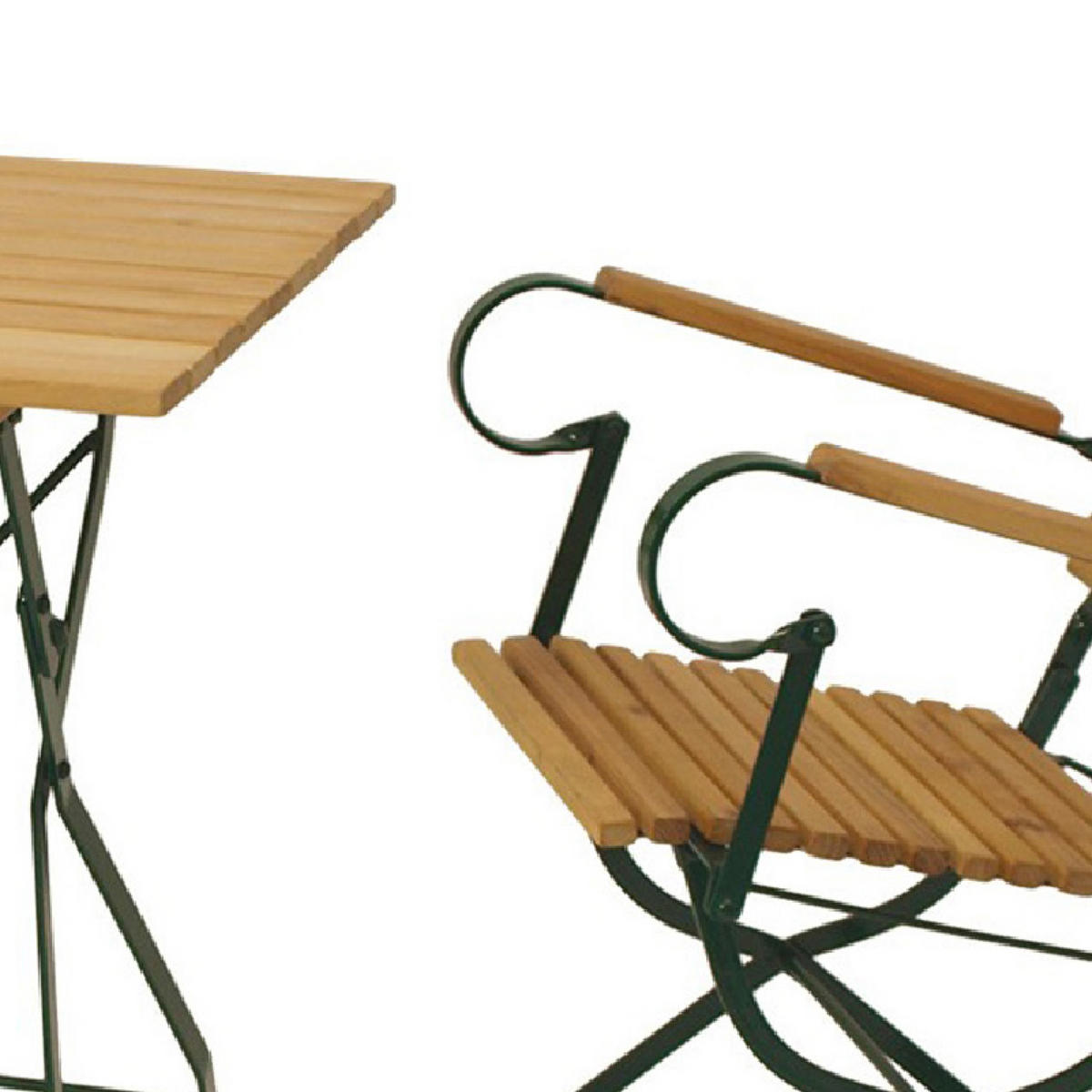 SITZGRUPPE Bad Belzig 3-teilig, Gartenset für 2 Personen - GartenSitzgruppe - Flachstahl - Robinienholz dunkelgrün - Grün, Holz - TPFGarden