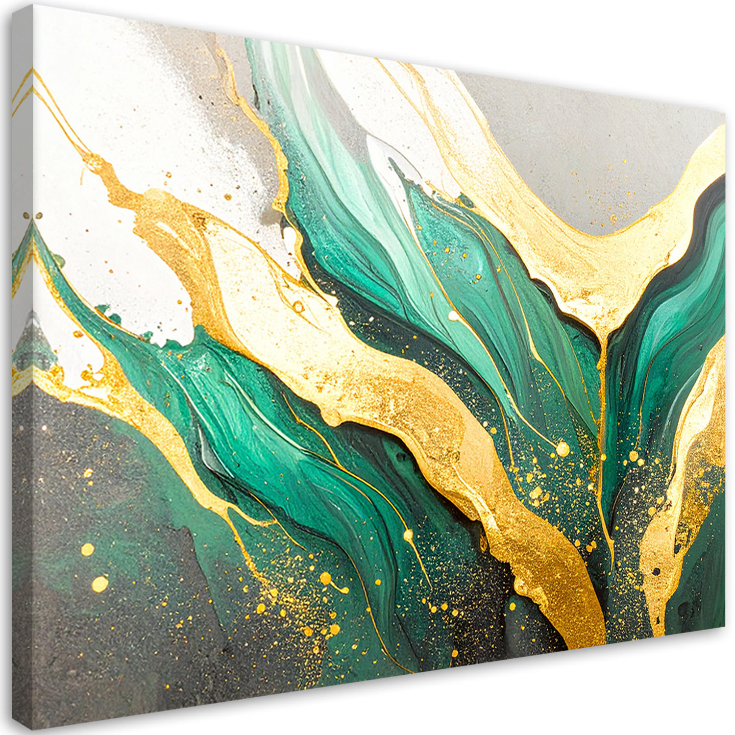 WANDBILD, Abstraktion aus grünem und goldenem Marmor - Grün, Textil (100/70cm) - Feeby