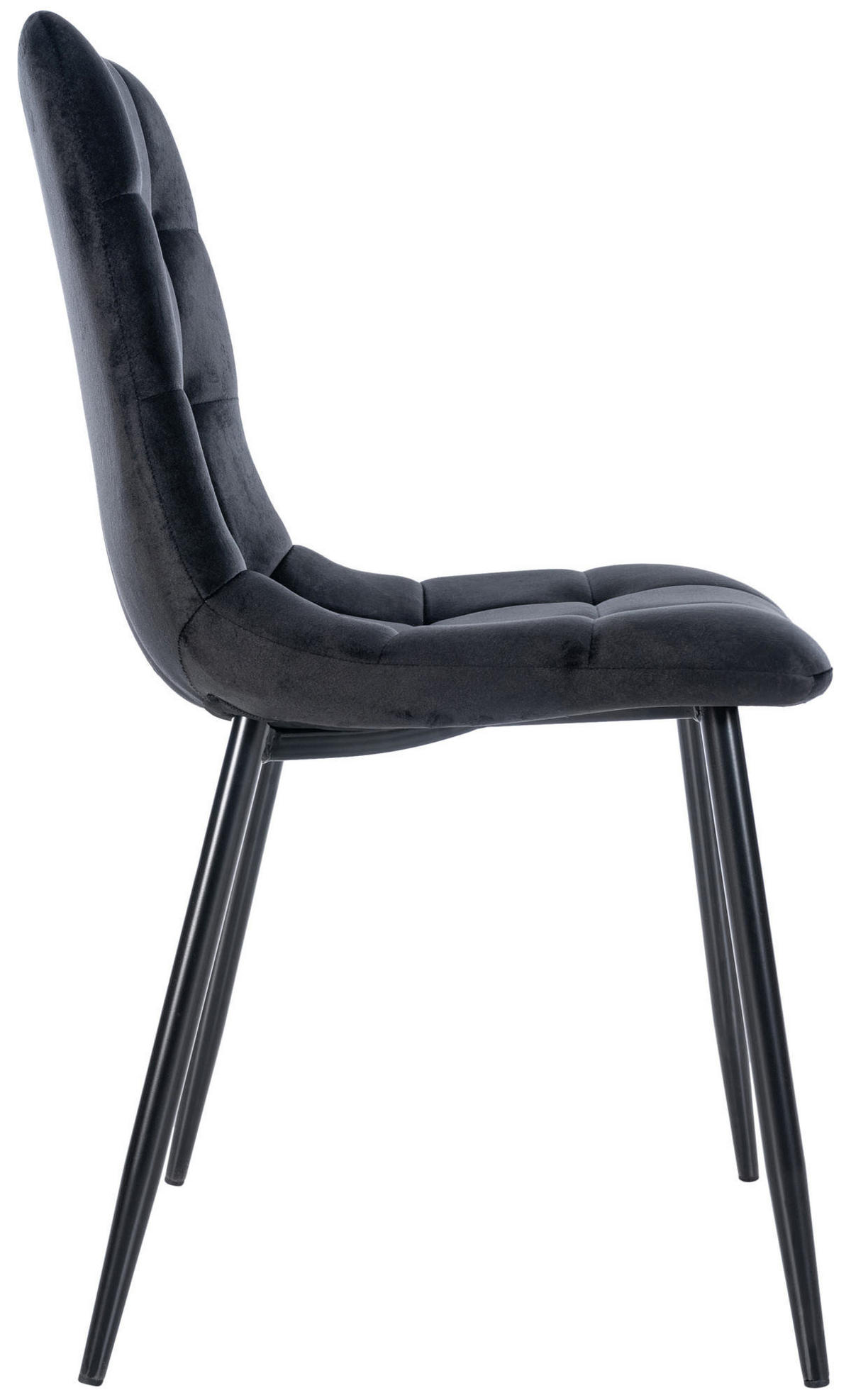 ESSZIMMERSTUHL Atina Samt, Gestell Metall Schwarz Schwarz - Schwarz, Textil/Metall (45/84/55cm) - TPFLiving