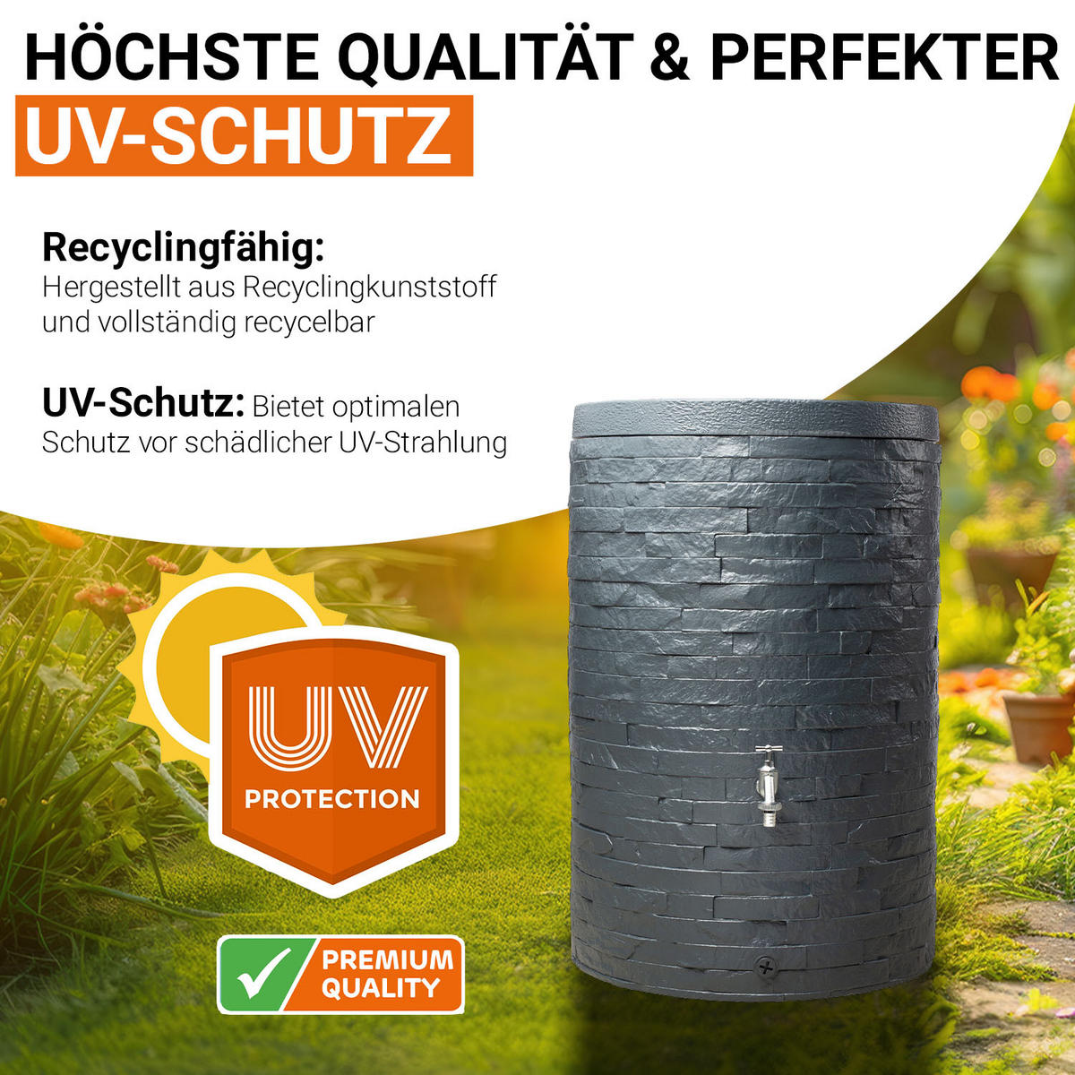 REGENTONNE 420 L, graphite grey - Grau, Kunststoff (79/104/79cm) - GARANTIA