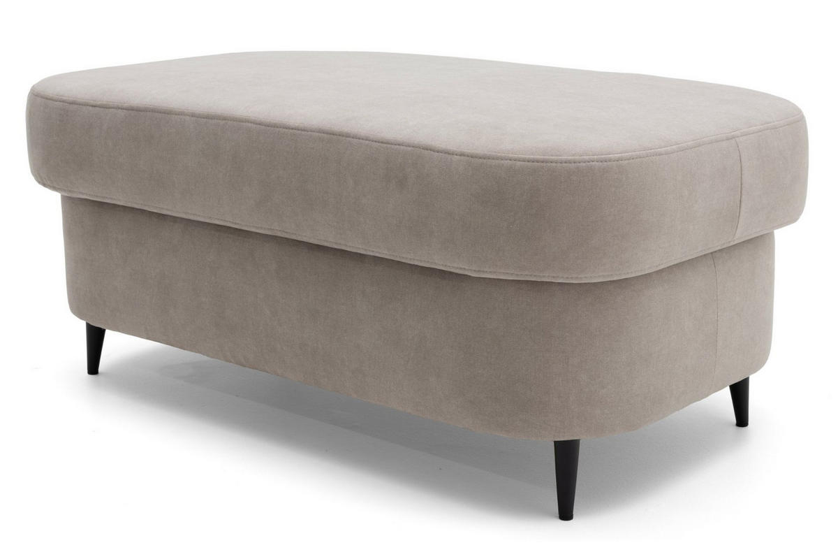 POUF PRIAM 104 x 60 cm Velours Beige - Beige/Schwarz, Holz/Textil (104/43/60cm) - Muffo