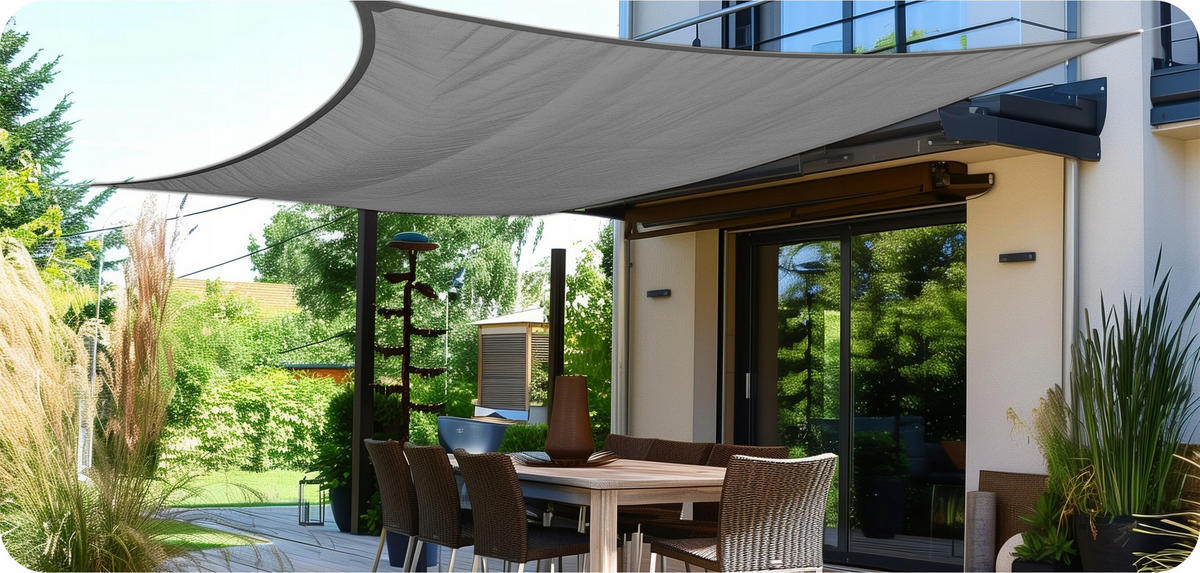 SONNENSEGEL Wasserdicht Rechteckig Grau 4x3m - Grau, Textil (400/300cm) - KRUMAD