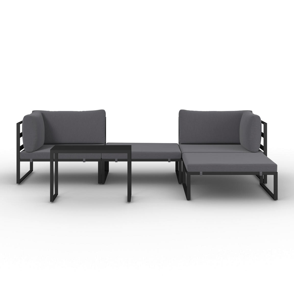 LOUNGEGARNITUR Valentina Dunkelgrau Metall/Outdoorstoff - Dunkelgrau, Metall