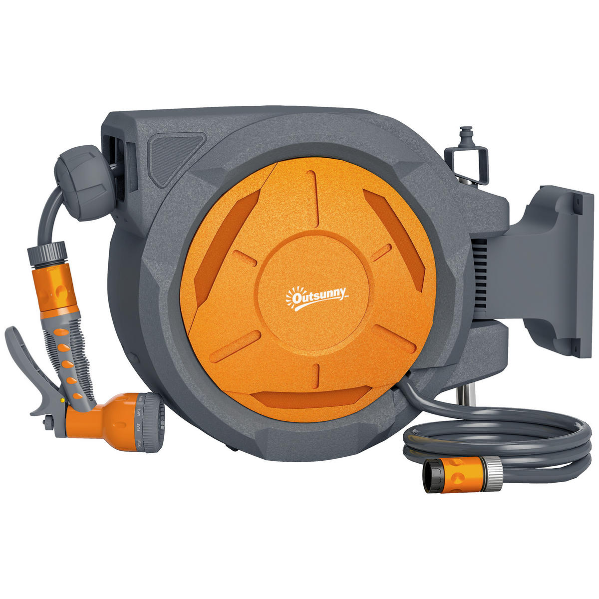 SCHLAUCHAUFROLLER DE-13819 30 m automatisch 180° schwenkbar Orange - Orange, Kunststoff (23/42/59cm) - ComfortXL