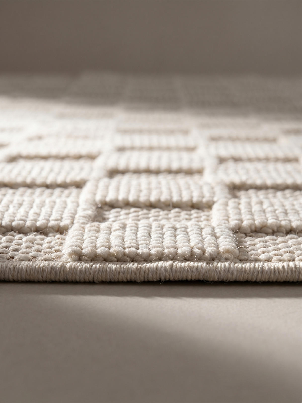 TEPPICH Flachgewebe LANGAU in Creme, mit Schachbrettmuster, Ø 80 cm - Creme, Textil (80/80cm) - KADIMA DESIGN