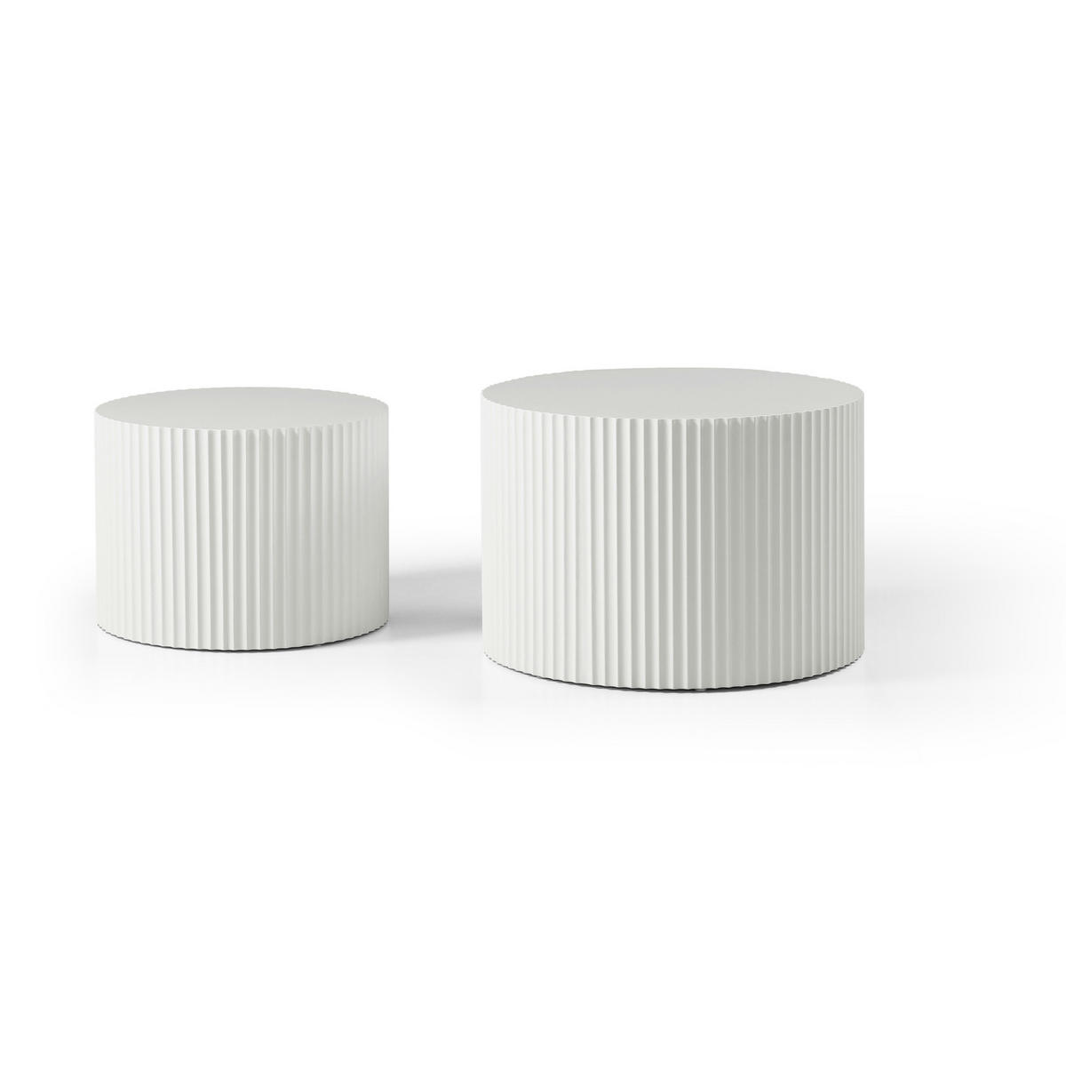 KONFERENČNÍ stolek sada 2 ks 60/40 a 48/35 cm bílá MDF, odkládací - bílá, kompozitní dřevo (60/60/40cm) - BEAOK