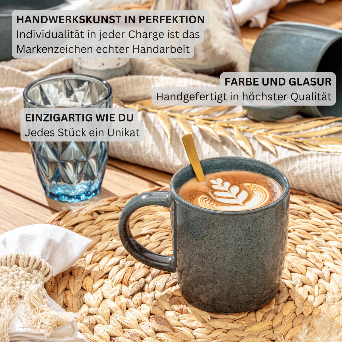 KAFFEEBECHER KAIRO OCEAN - 6 teilig aus Steingut - Blau, Stein (0.4L) - Sänger