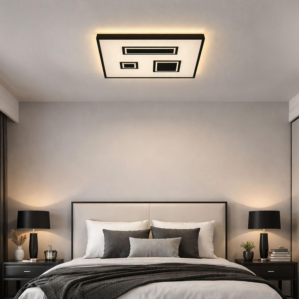 LED DECKENLEUCHTE Backlight Schwarz - Schwarz, Kunststoff (42.3/42.3/4.1cm) - Briloner