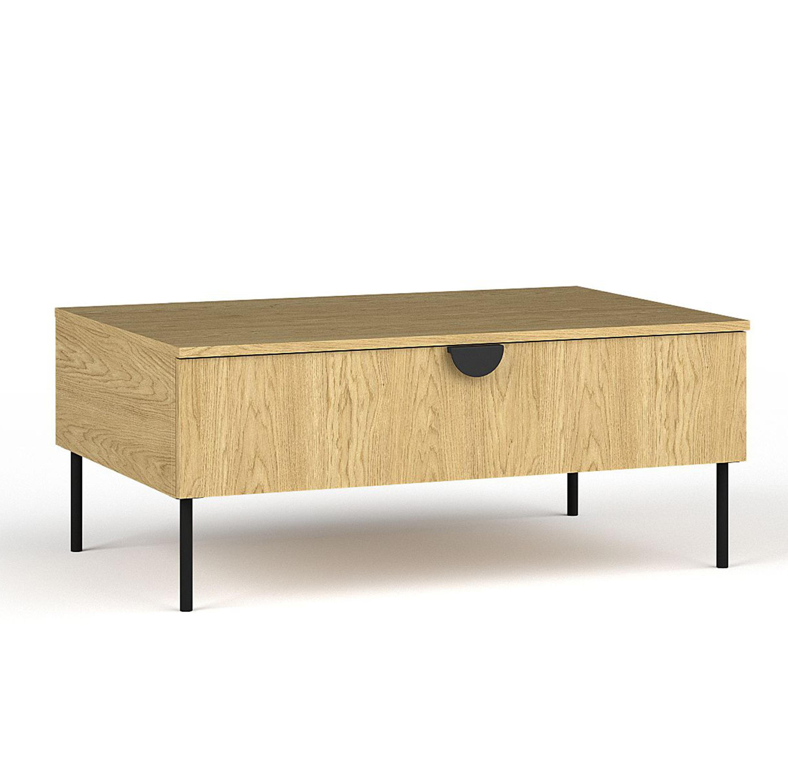 COUCHTISCH Brunelli 1T Eiche Baltic 100/41,6/66 cm - Eichefarben/Schwarz, Holzwerkstoff/Metall (66/100/41.6cm) - AX Living
