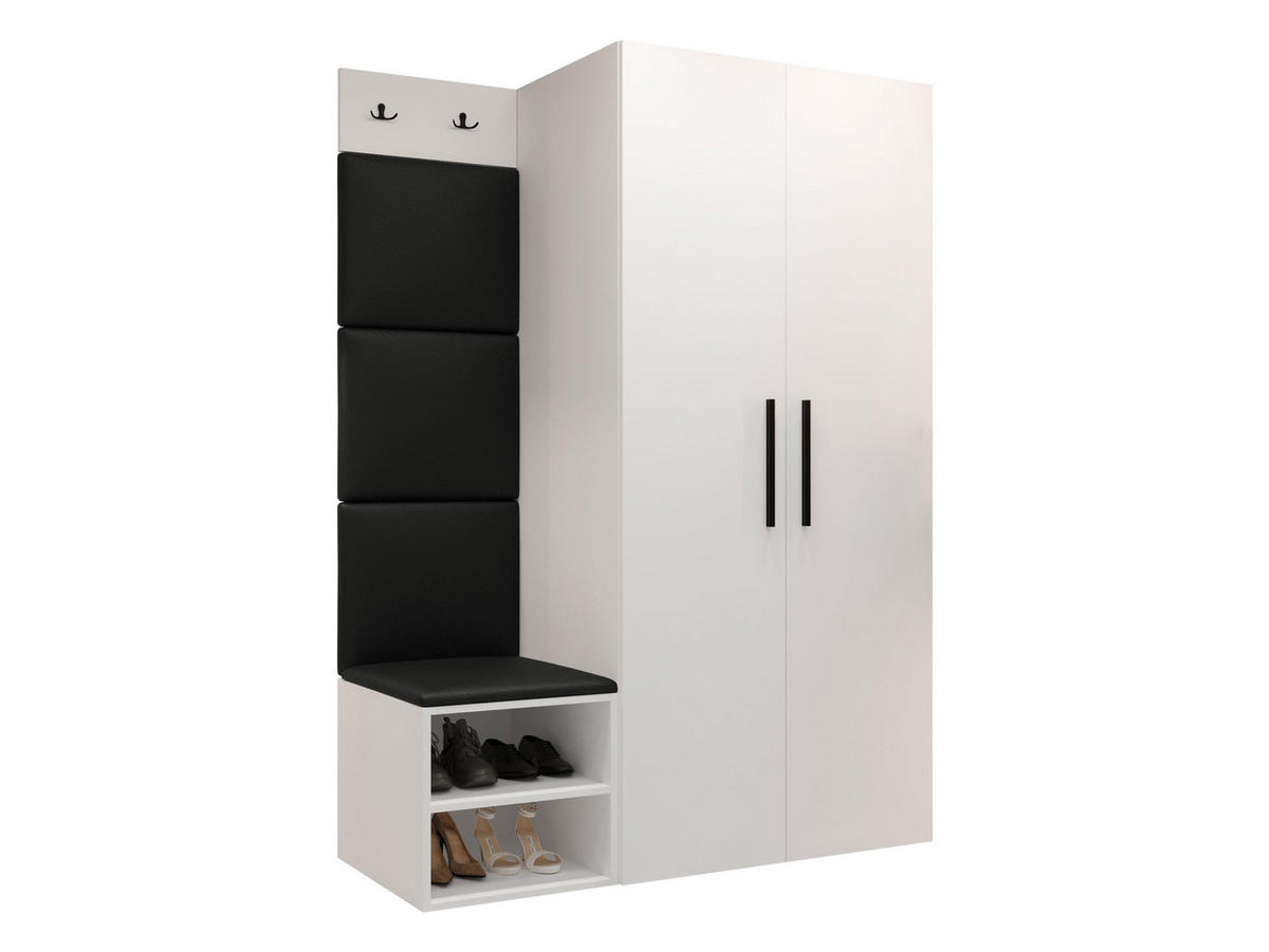 GARDEROBEN-SET Medi IV - Schwarz/Weiß, Holzwerkstoff/Kunststoff (80/191/50cm) - MIRJAN24