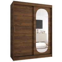 SCHIEBETÜRENSCHRANK mit Spiegel ROYAL 200/150/62 2-türig - Silberfarben/Walnussfarben, Holz (150/62/150cm) - MÖBEL KRYSPOL