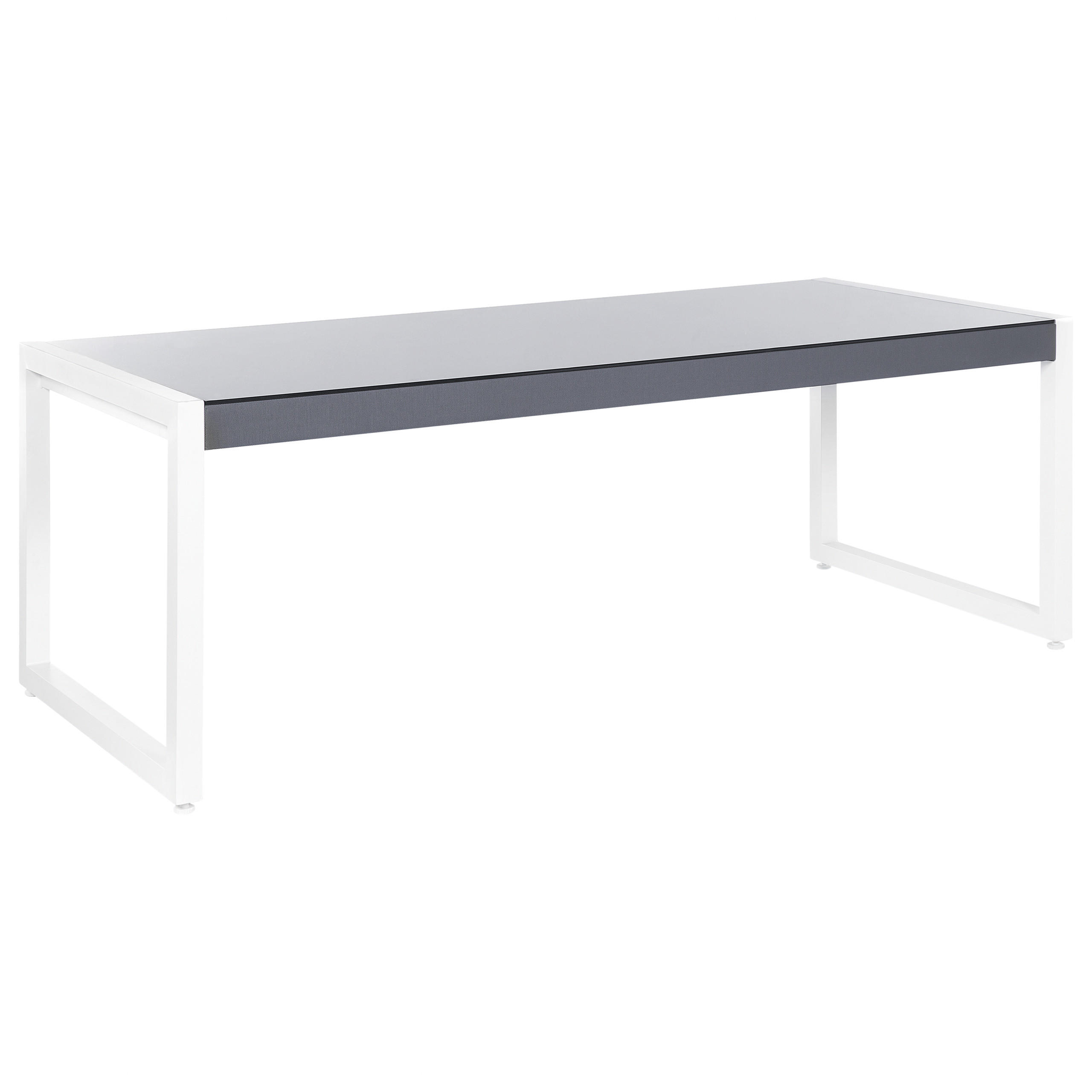 GARTENTISCH Aluminium grau/weiß 210/90 cm Bacoli - Weiß/Grau, Metall (210/90/74cm) - Beliani