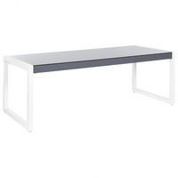 GARTENTISCH Aluminium grau/weiß 210/90 cm Bacoli - Weiß/Grau, Metall (210/90/74cm) - Beliani