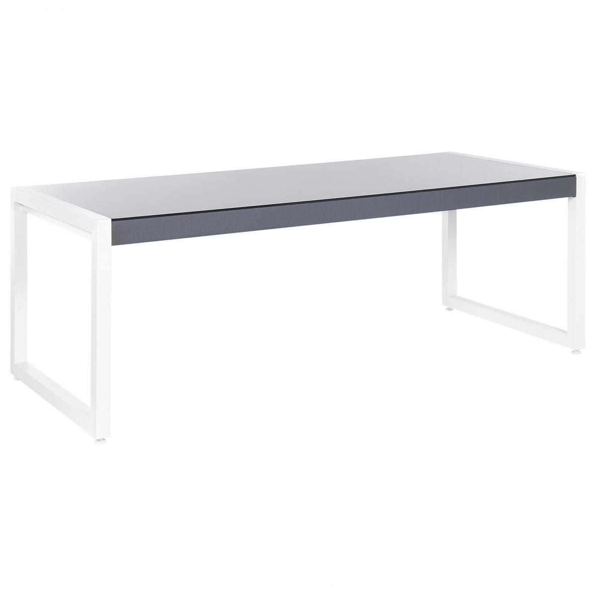 GARTENTISCH Aluminium grau/weiß 210/90 cm Bacoli - Weiß/Grau, Metall (210/90/74cm) - Beliani