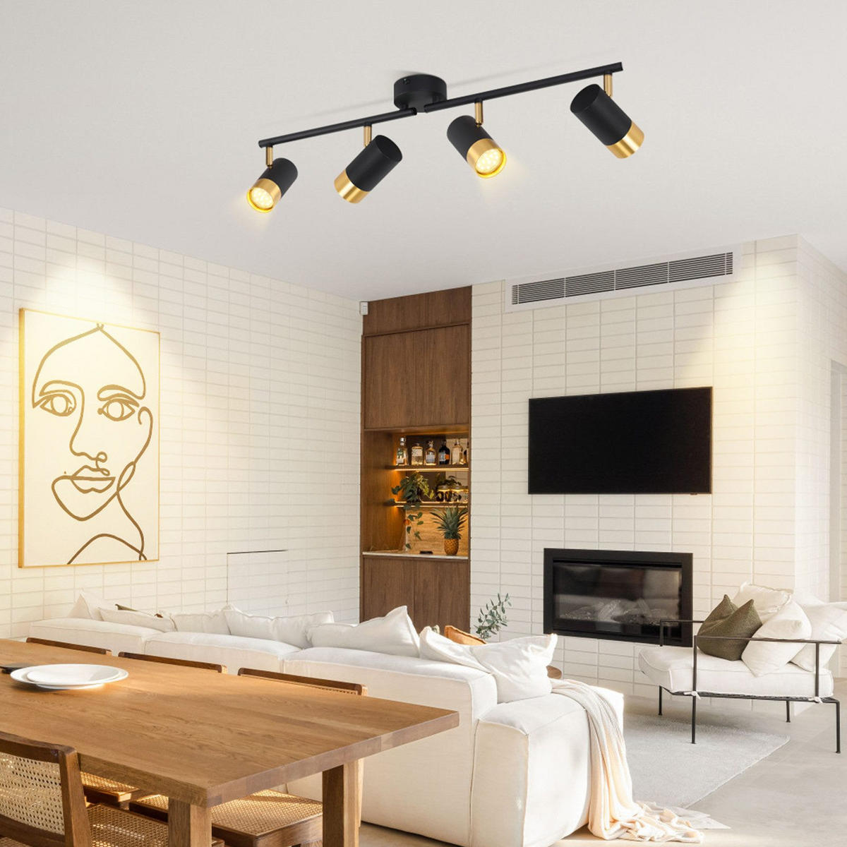 STRAHLER Schwerin 4-flammig 67/8/17 cm - Schwarz, Metall (67/8/17cm) - Nettlife