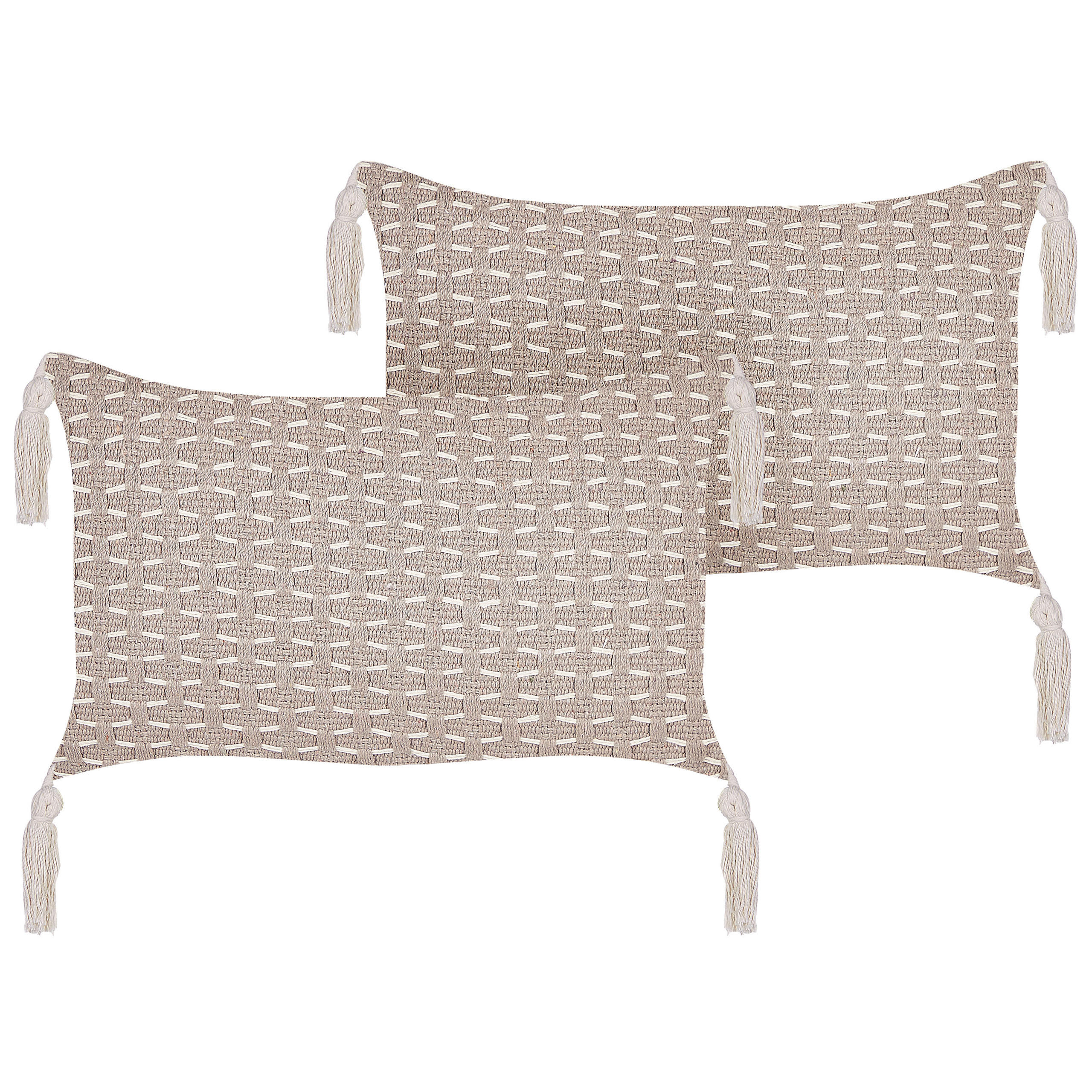 DEKOKISSEN 2er-Set Taupe 45/25 cm Hakone - Graubraun, Textil (45/25cm) - Beliani